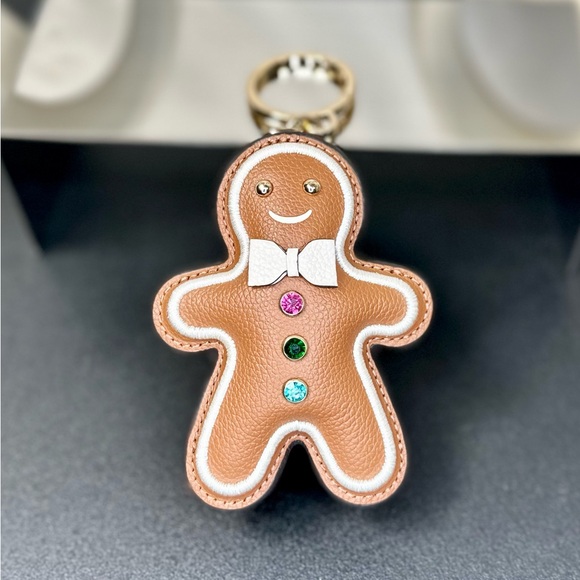 EUC Kate Spade Leather Novelty Gingerbread Key Fob Bag Charm - Picture 6 of 11